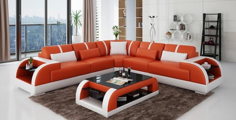 Xlmoebel Ecksofa Ledercouch mit USB-Anschluss, Eckpolsterecke Wohnlandschaf günstig online kaufen