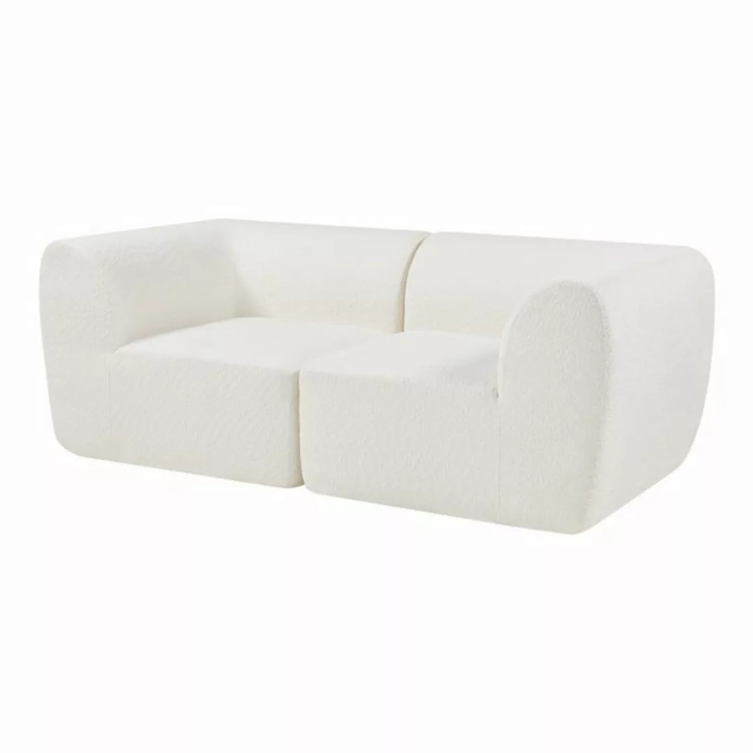 en.casa Sofa, 2-Sitzer »Hurvas« Bouclé 76 x 216 x 108 cm Bouclé Cremeweiß günstig online kaufen