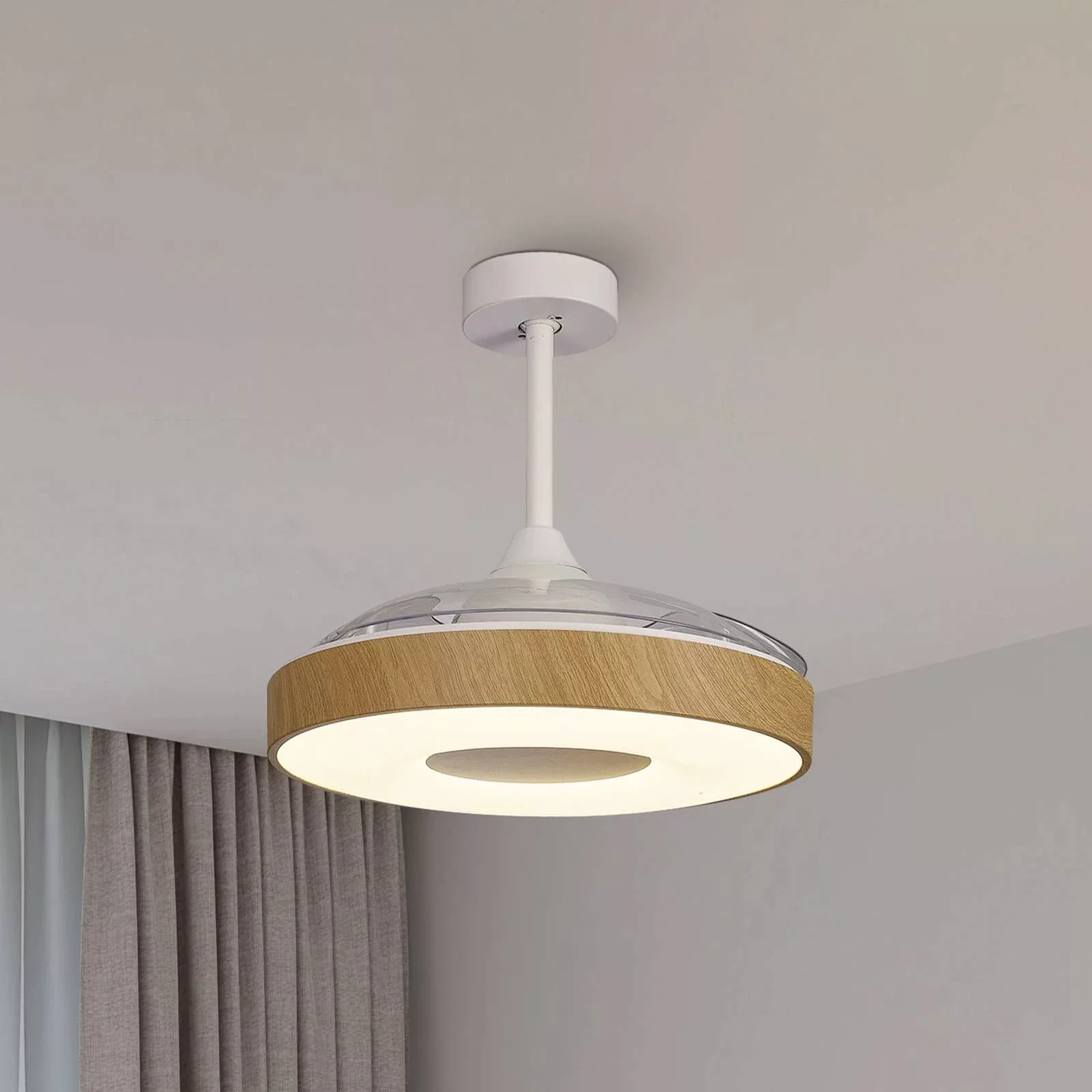 LED-Deckenventilator Coin Mini holz DC leise Ø 91 cm CCT günstig online kaufen