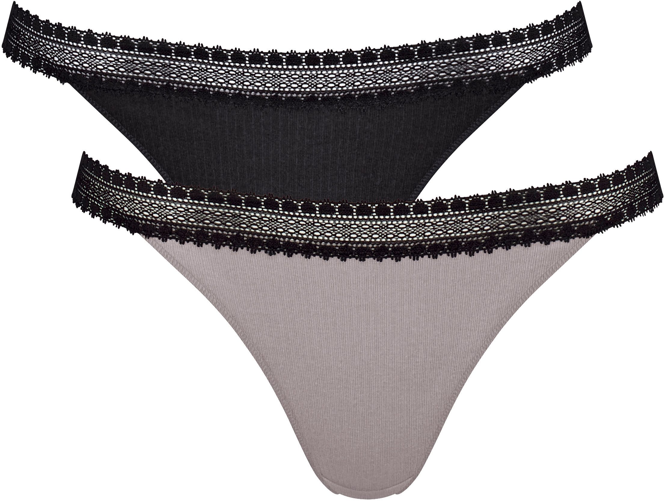 sloggi Tanga "GO Ribbed", (2er Pack), weiche, Baumwollmischung, Spitzenbesa günstig online kaufen
