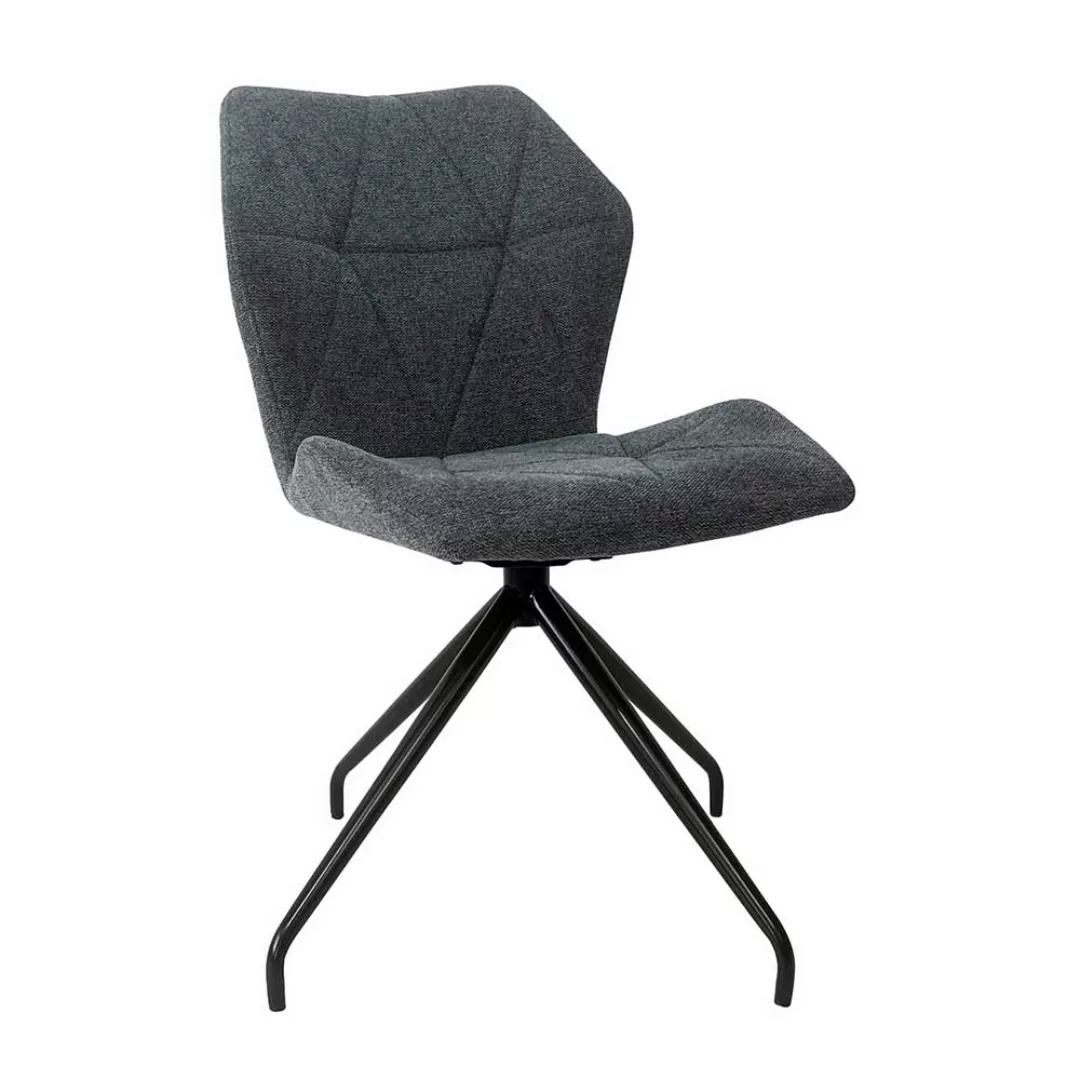Drehbare Esstisch Stühle in Dunkelgrau Webstoff Metall Vierfußgestell (2er günstig online kaufen