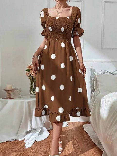 BlauWave Abendkleid Big Dot Slim Sweet Ruffle Short Sleeve Kleid (1-tlg) Sl günstig online kaufen