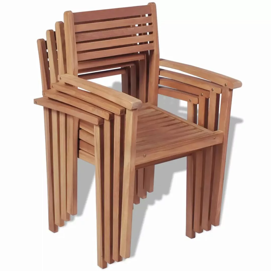 Stapelbare Gartenstühle 4 Stk. Massivholz Teak günstig online kaufen