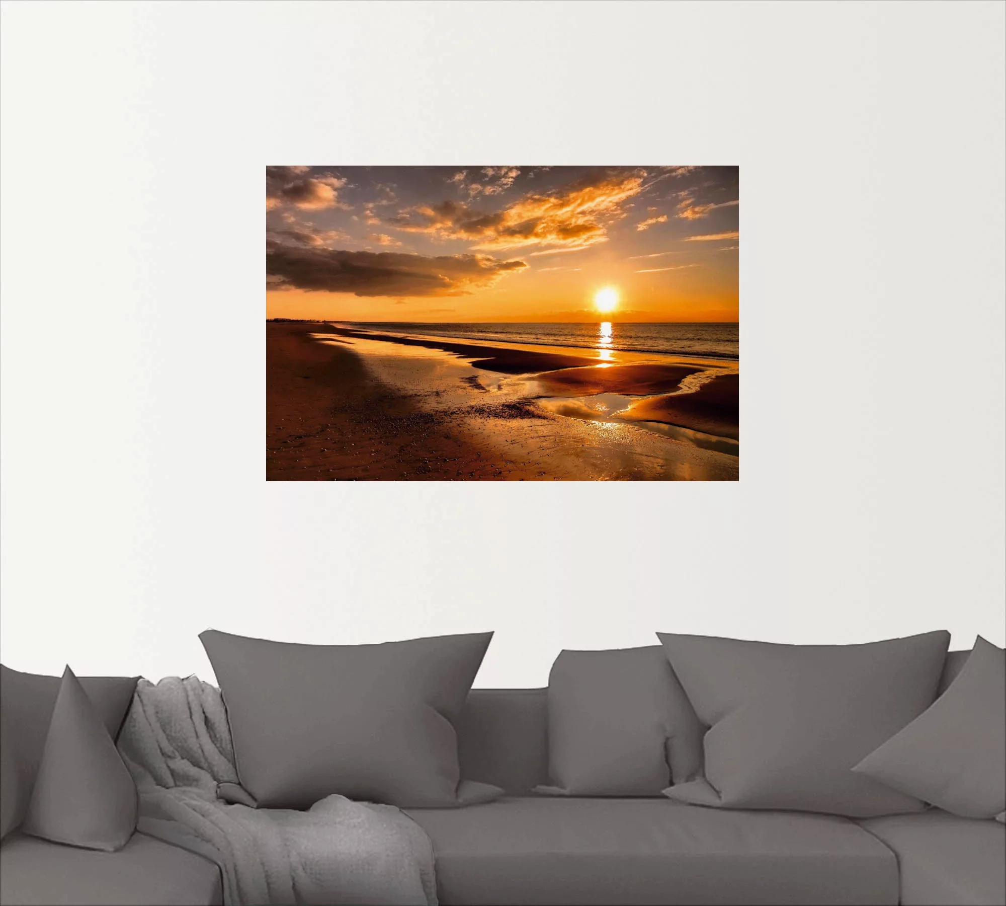 Artland Wandbild "Sonnenuntergang am Mittelmeer", Strand, (1 St.), als Lein günstig online kaufen