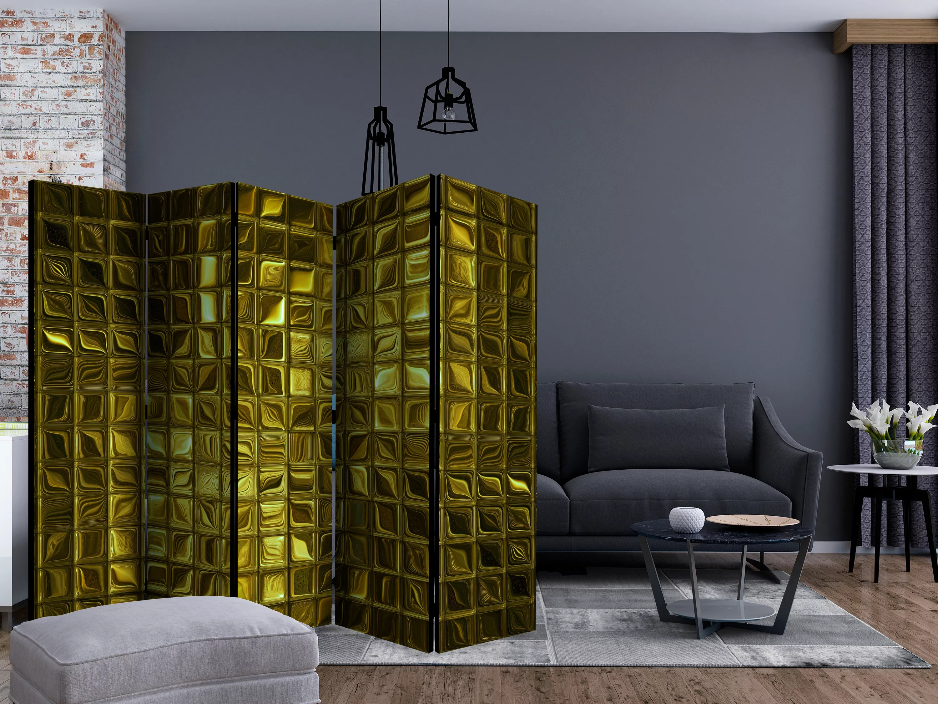 5-teiliges Paravent - Golden Afterglow Ii [room Dividers] günstig online kaufen