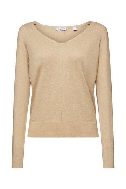 Esprit V-Ausschnitt-Pullover Gestreifter Baumwollpullover mit V-Ausschnitt günstig online kaufen