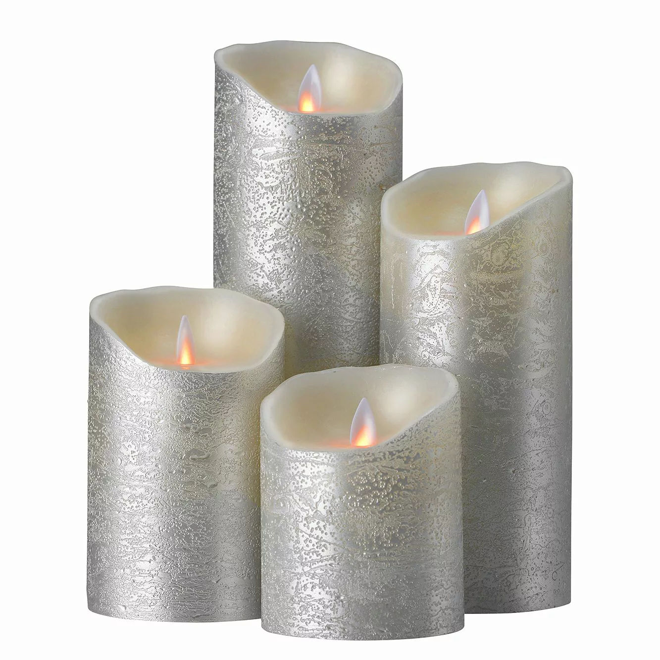 home24 Sompex LED-Kerze Flame I Echtwachs Eis-Metall Ø 8 cm günstig online kaufen