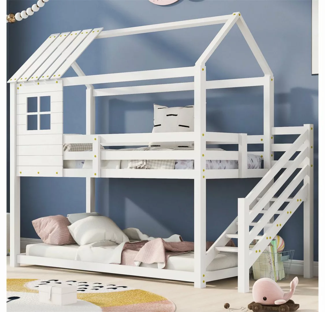 XDeer Etagenbett Etagenbett, Bett mit Ecktreppe, Hausbett, Kinderbett mit, günstig online kaufen