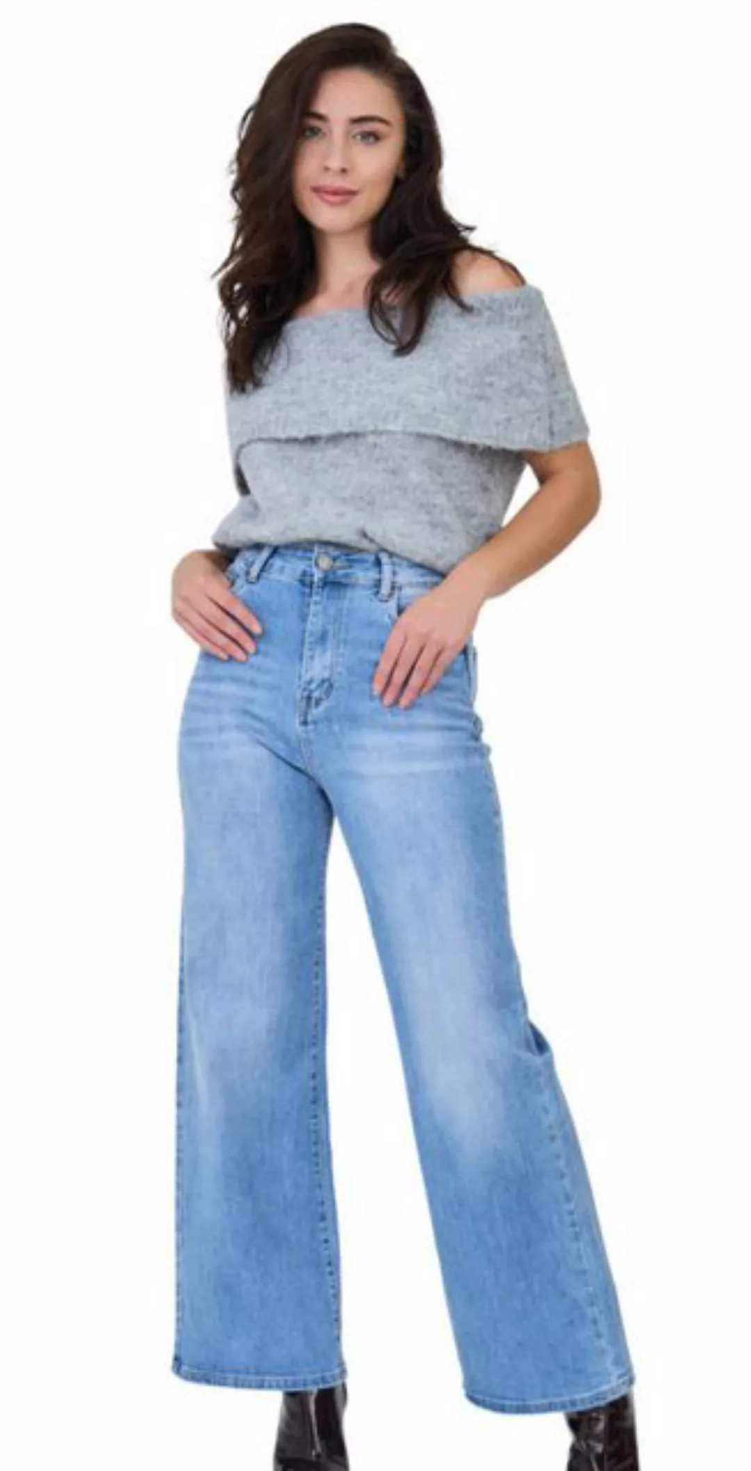 Charis Moda Schlagjeans Jeans mit weitem Bein und hohem Bund günstig online kaufen