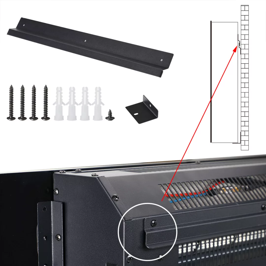Elektrischer Wandkamin Schwarz mit Fernbedienung günstig online kaufen