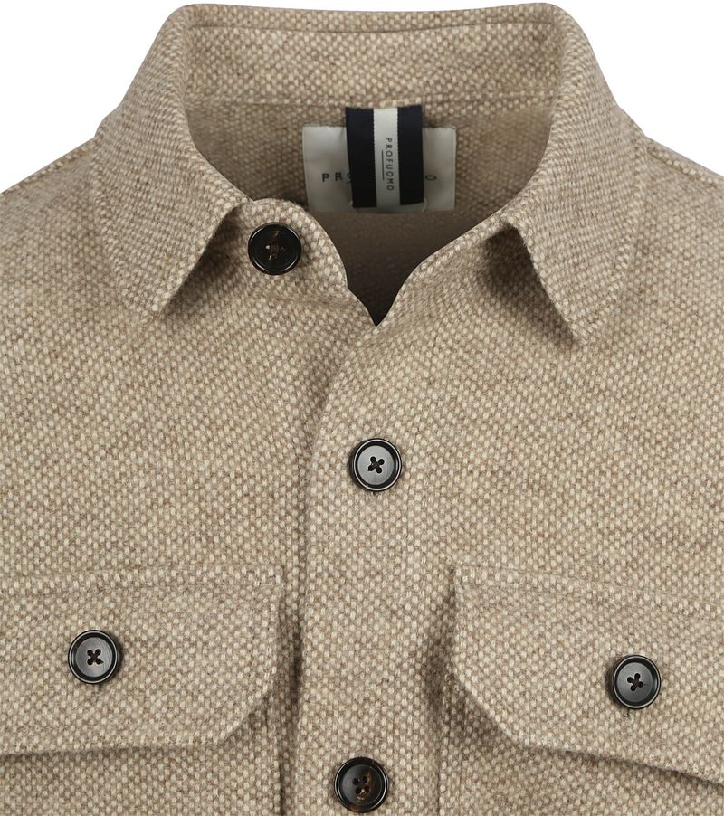 Profuomo Textured Overshirt Wool Beige - Größe XL günstig online kaufen