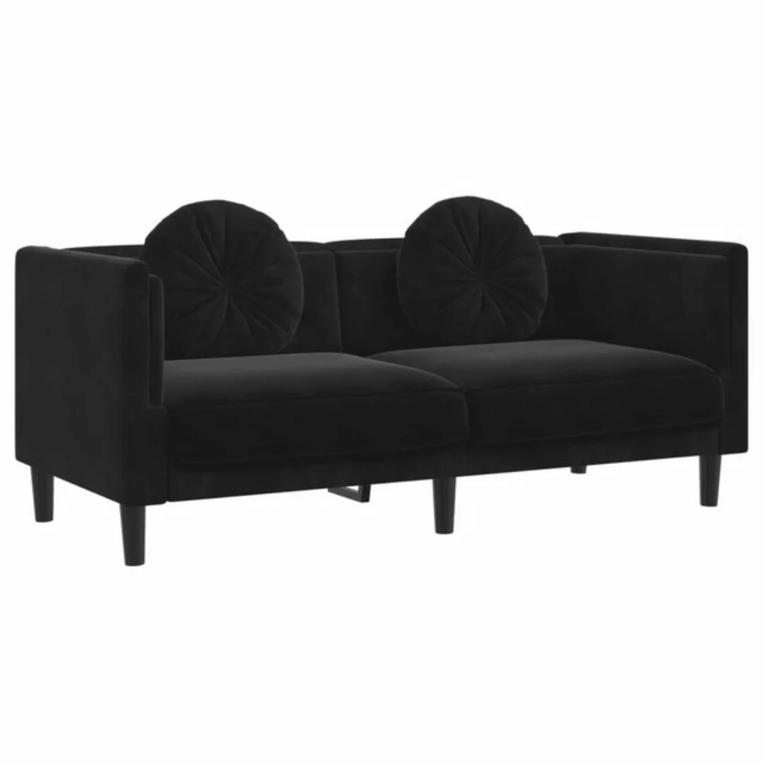 vidaXL Sofa Sofa mit Kissen 2-Sitzer Schwarz Samt günstig online kaufen