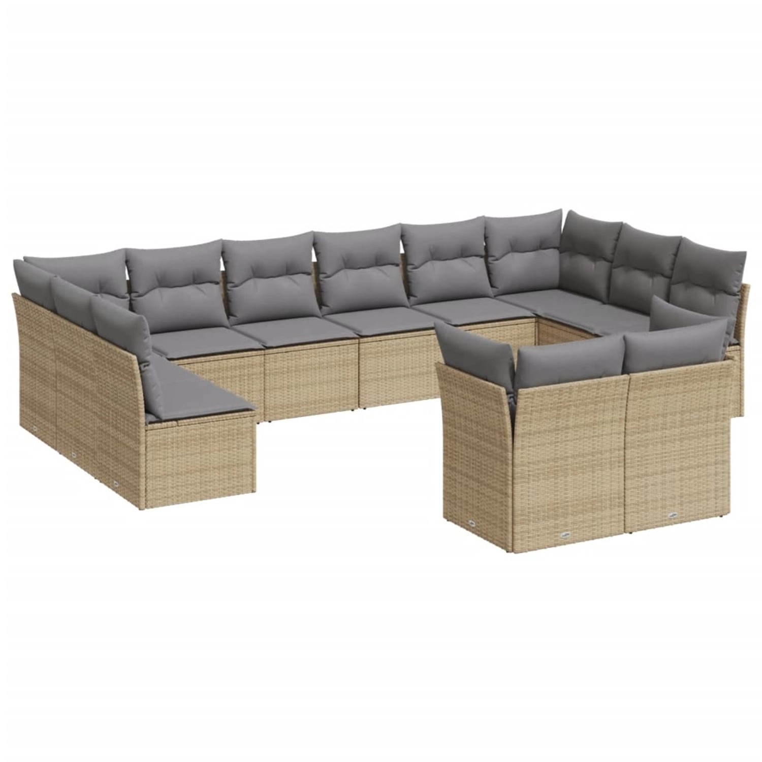 vidaXL 12-tlg Garten-Sofagarnitur mit Kissen Beige Poly Rattan Modell 34 günstig online kaufen