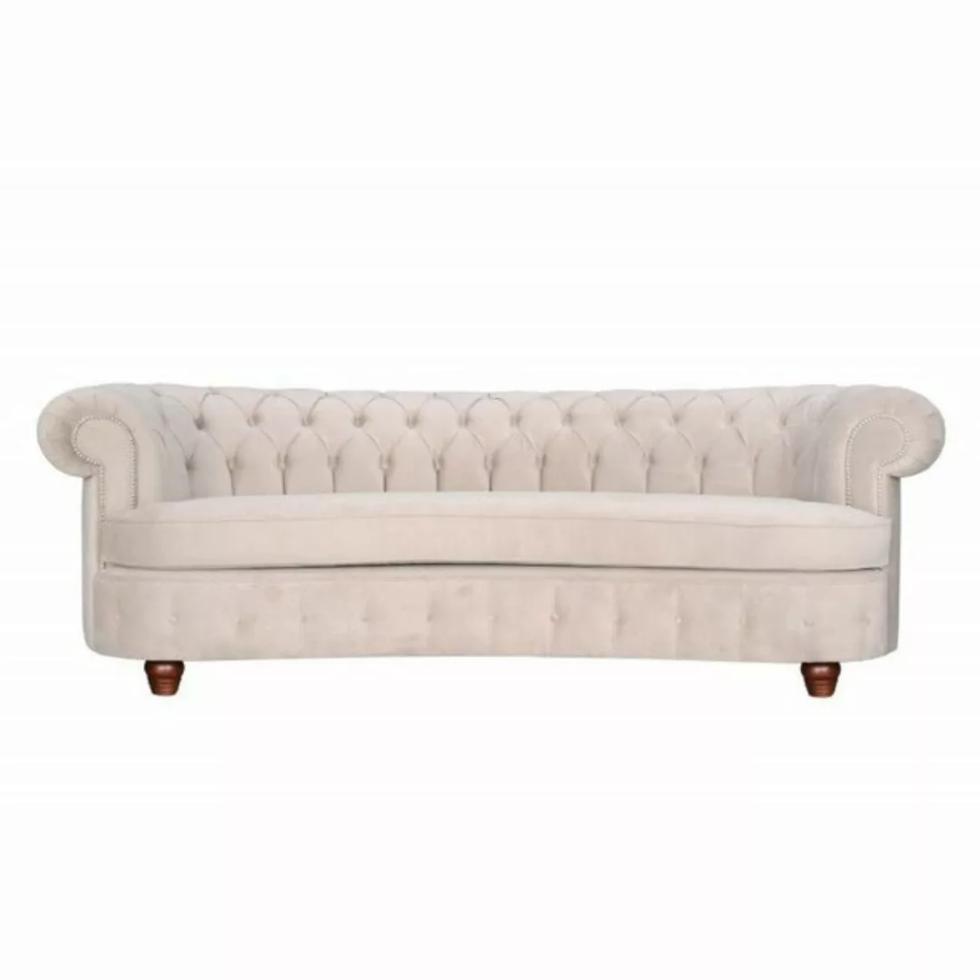 JVmoebel Chesterfield-Sofa Beige Halbrunde Couch luxus 3-Sitzer Sofa Textil günstig online kaufen