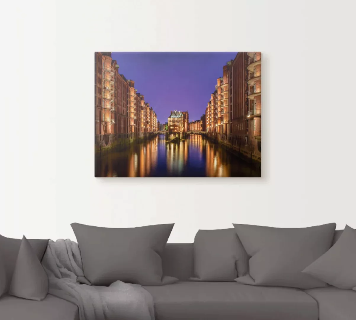 Artland Leinwandbild »Hamburg Speicherstadt bei Nacht«, Gebäude, (1 St.), a günstig online kaufen