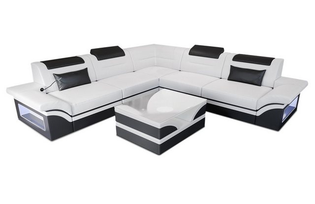 Sofa Dreams Ecksofa Sofa Leder Brianza L Form Ledersofa, Couch, mit LED, wa günstig online kaufen