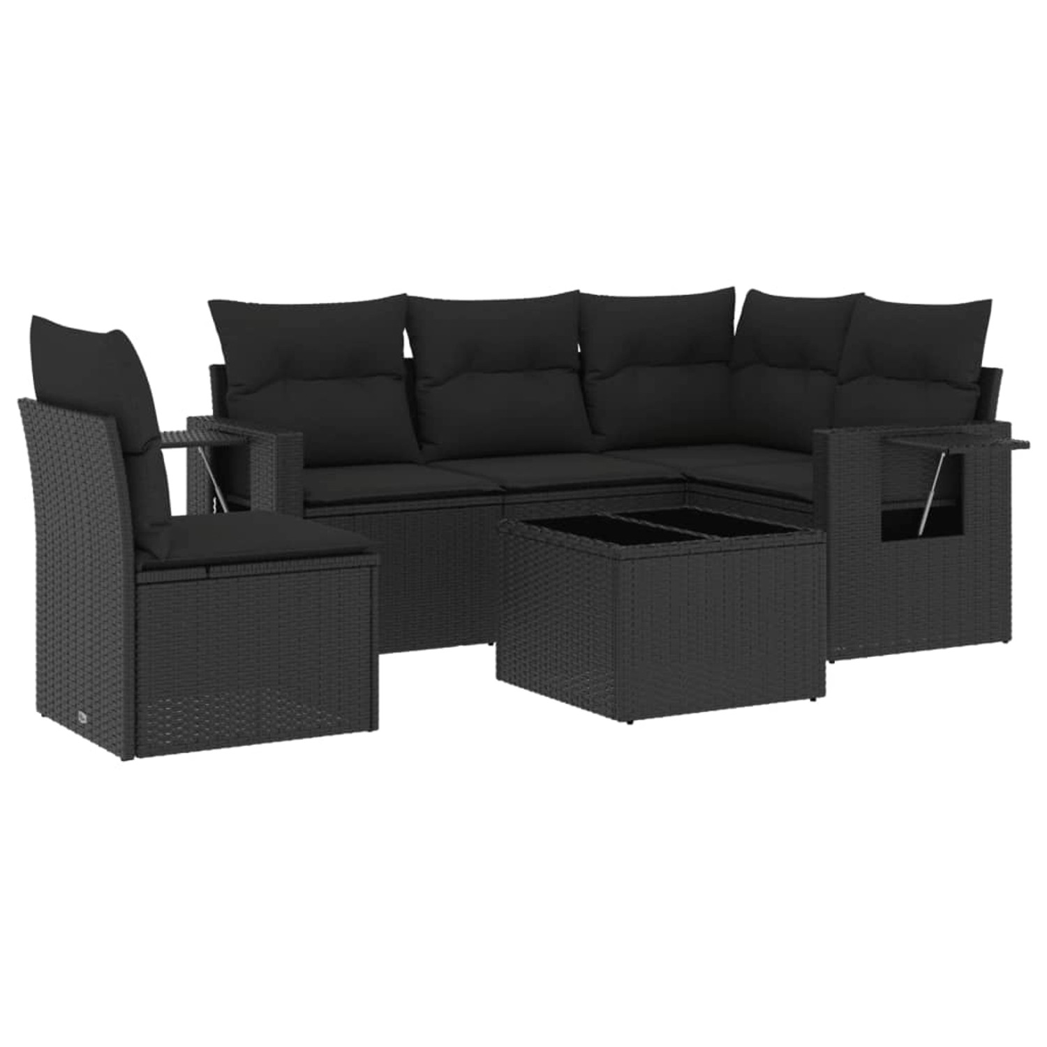 vidaXL 6-tlg Garten-Sofagarnitur mit Kissen Schwarz Poly Rattan Modell 220 günstig online kaufen