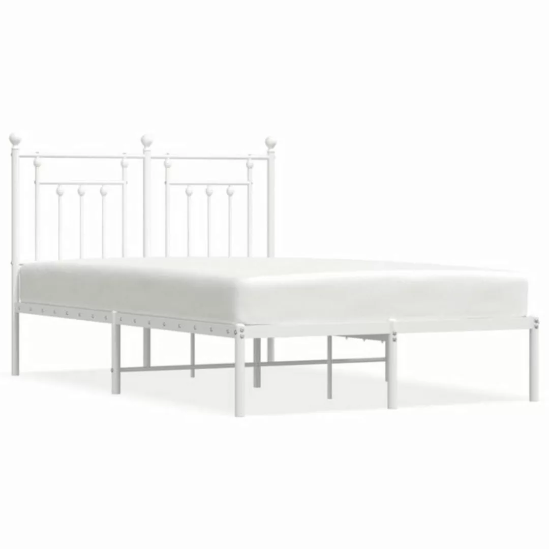 furnicato Bett Bettgestell mit Kopfteil Metall Weiß 120x190 cm günstig online kaufen