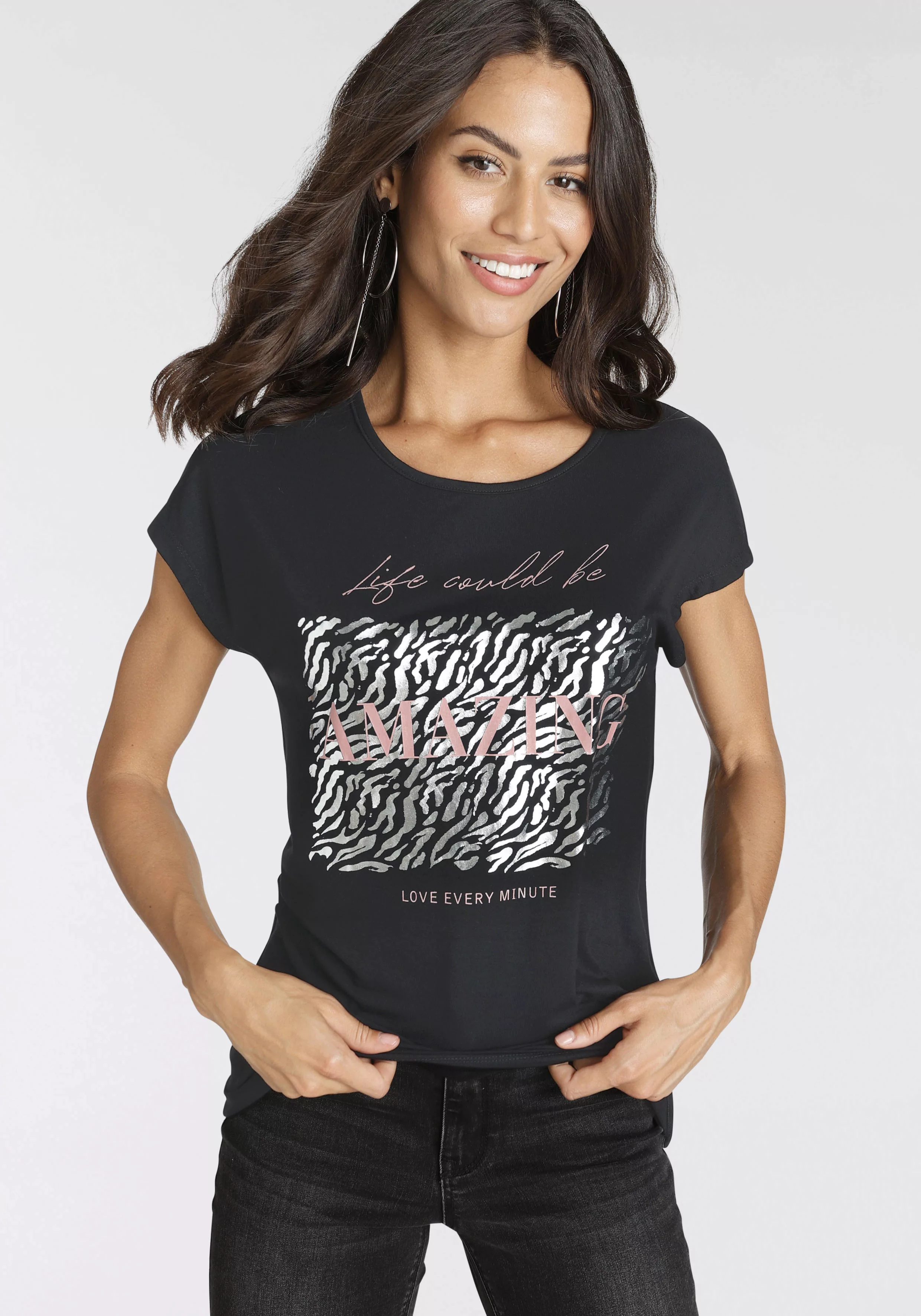 Laura Scott T-Shirt mit modischem Folienprint günstig online kaufen