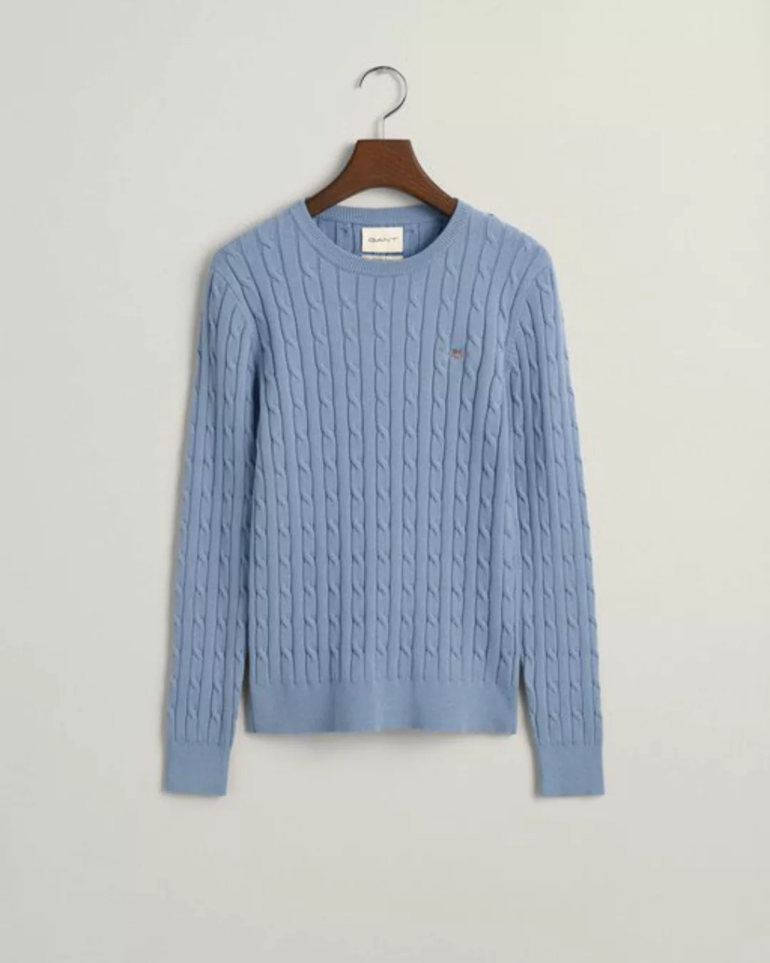 Gant Sweatshirt STRETCH COTTON CABLE C-NECK, BLUE WATER günstig online kaufen
