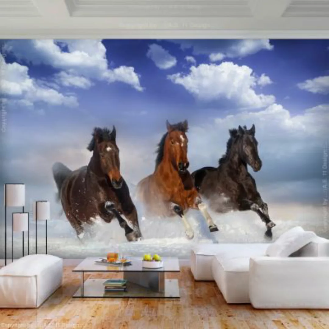 artgeist Fototapete Horses in the Snow mehrfarbig Gr. 150 x 105 günstig online kaufen