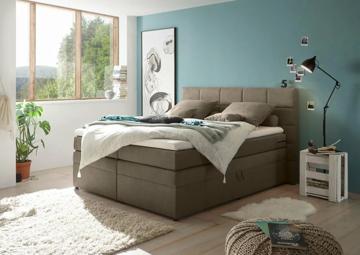 ED EXCITING DESIGN Boxspringliege (160 x 200 cm, Tacoma 1 "Soro" sand 160 c günstig online kaufen