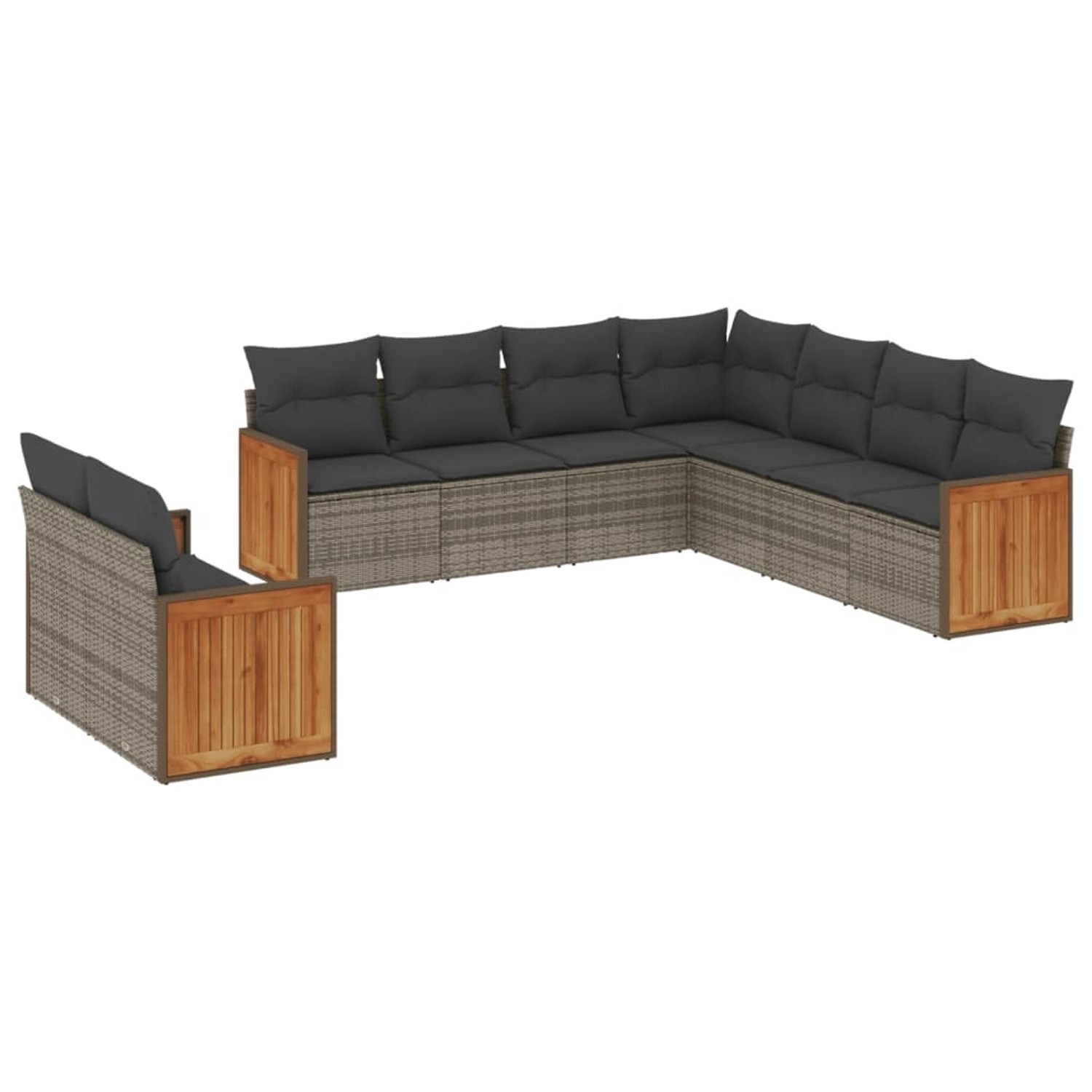 vidaXL 9-tlg Garten-Sofagarnitur mit Kissen Grau Poly Rattan Modell 90 günstig online kaufen