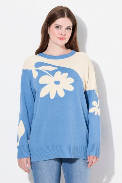 Ulla Popken Strickpullover Jacquard-Pullover Rundhals Langarm Biobaumwolle günstig online kaufen