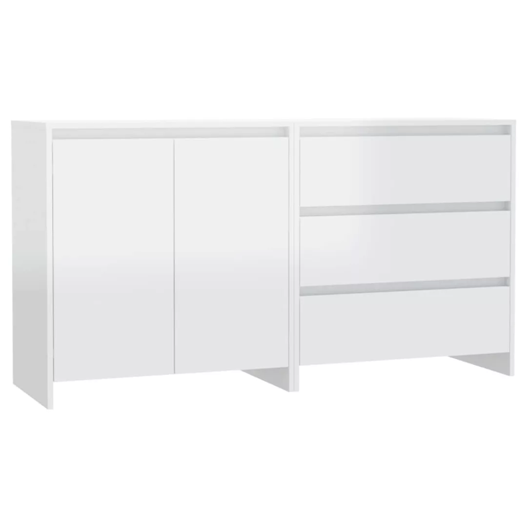 Vidaxl 2-tlg. Sideboard Hochglanz-weiß Holzwerkstoff günstig online kaufen