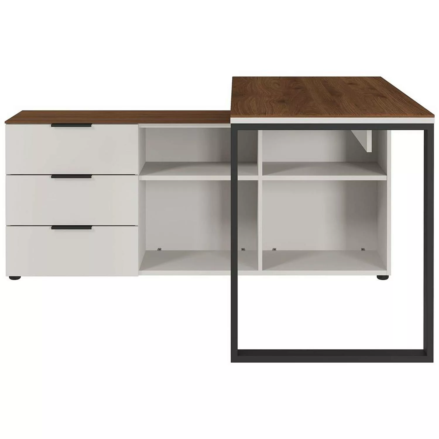 Schreibtisch Winkelschreibtisch mit integriertem Regal ALVESTA-01 in Kaschm günstig online kaufen