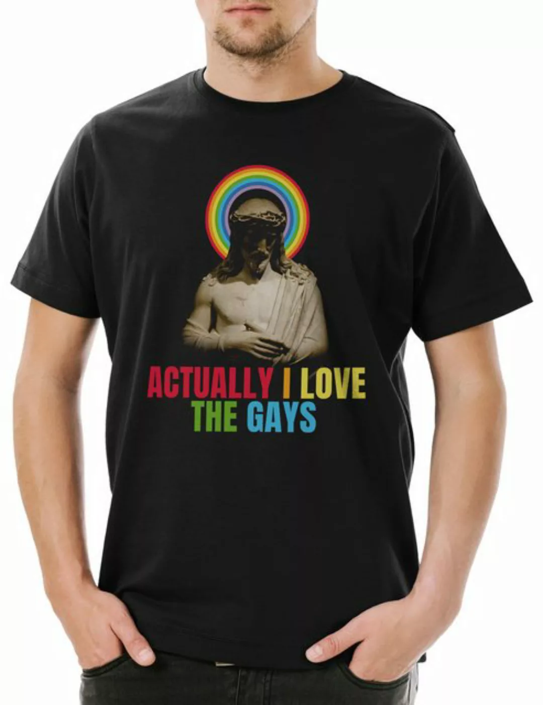 Urban Backwoods Print-Shirt Jesus Loves The Gays Herren T-Shirt Schwul Lesb günstig online kaufen