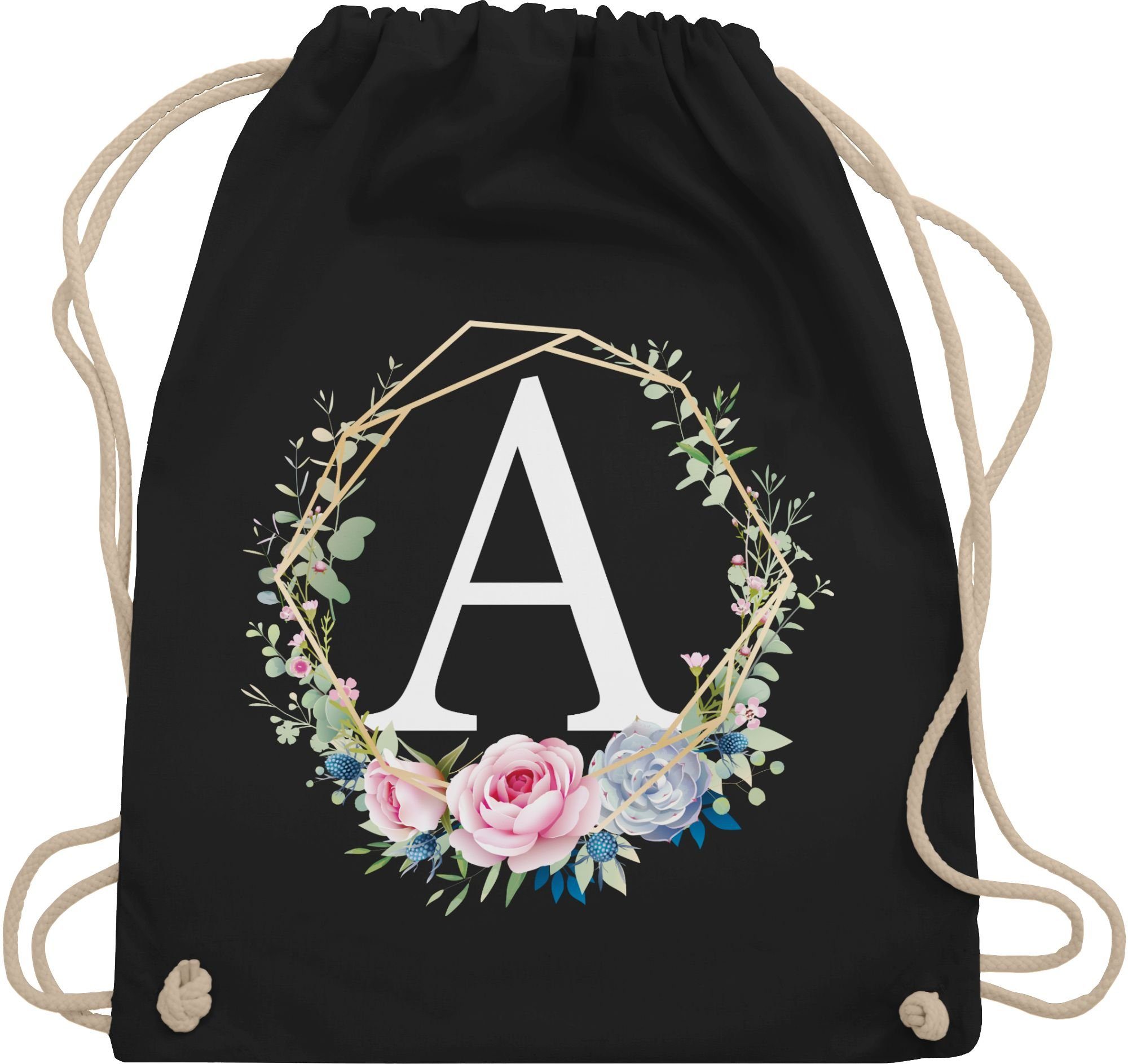 Shirtracer Turnbeutel Blumenkranz Mit Buchstabe A, günstig online kaufen