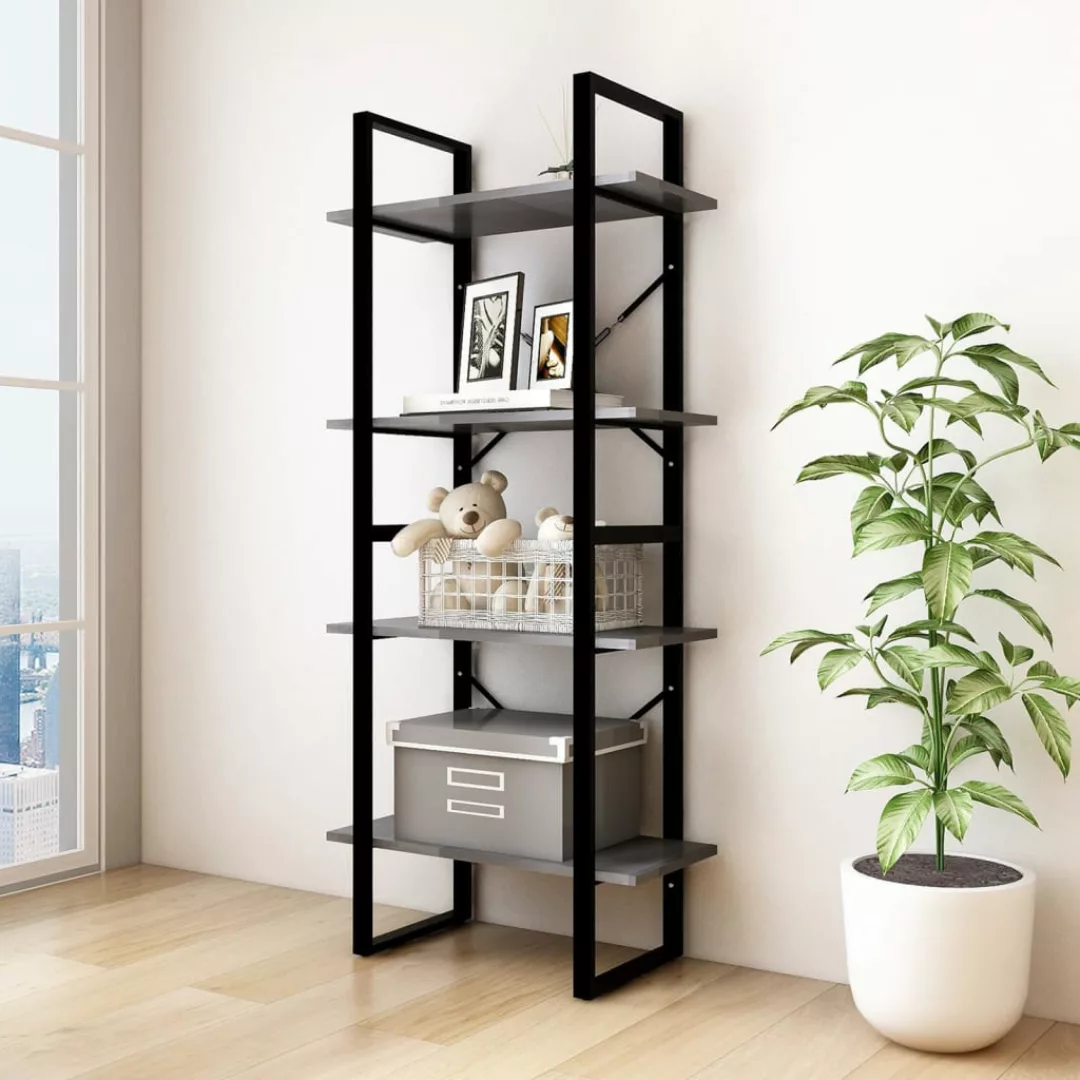 Bücherregal 4 Fecher Grau 60x30x140 Cm Kiefer Massivholz günstig online kaufen