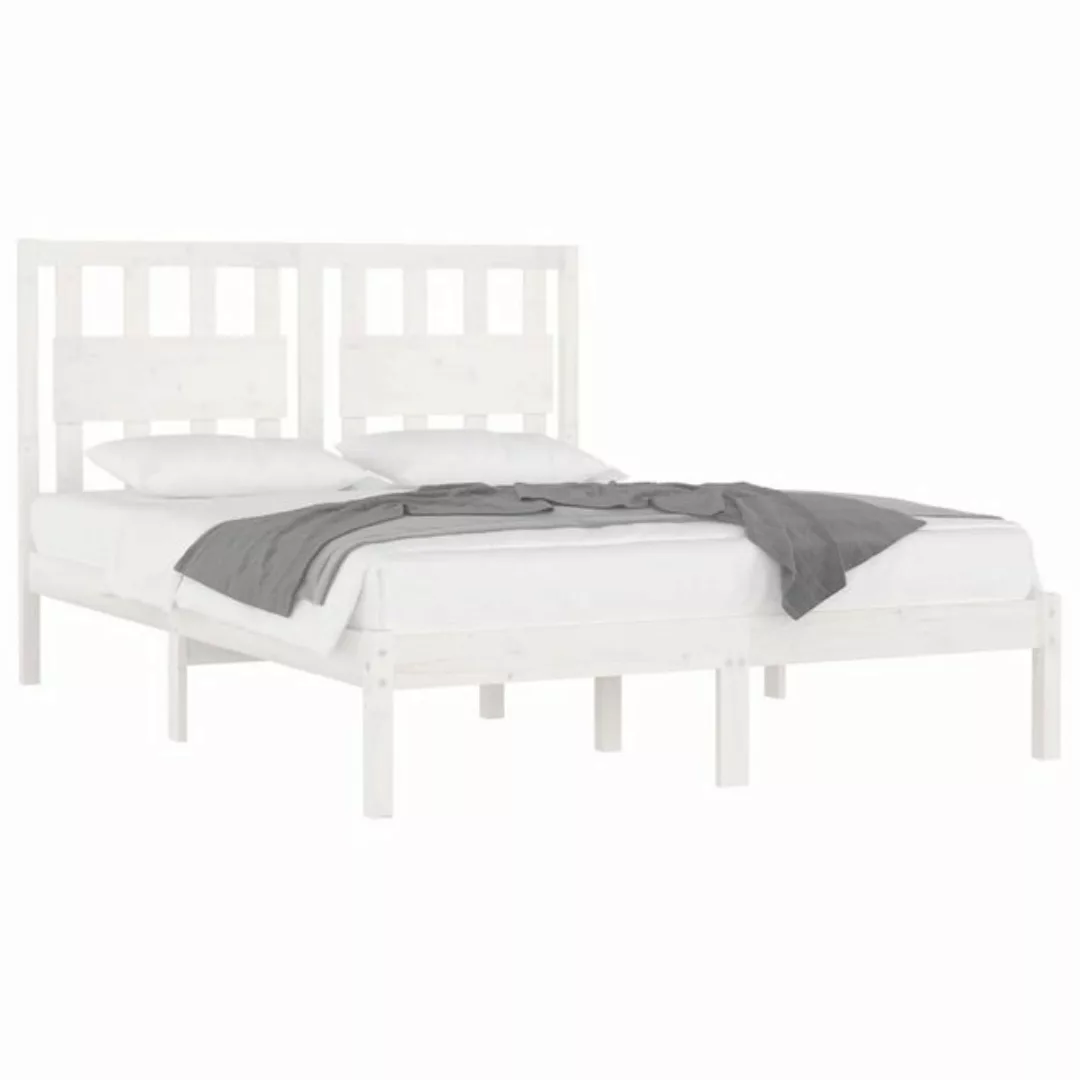 vidaXL Bett Massivholzbett Weiß Kiefer 135x190 cm günstig online kaufen