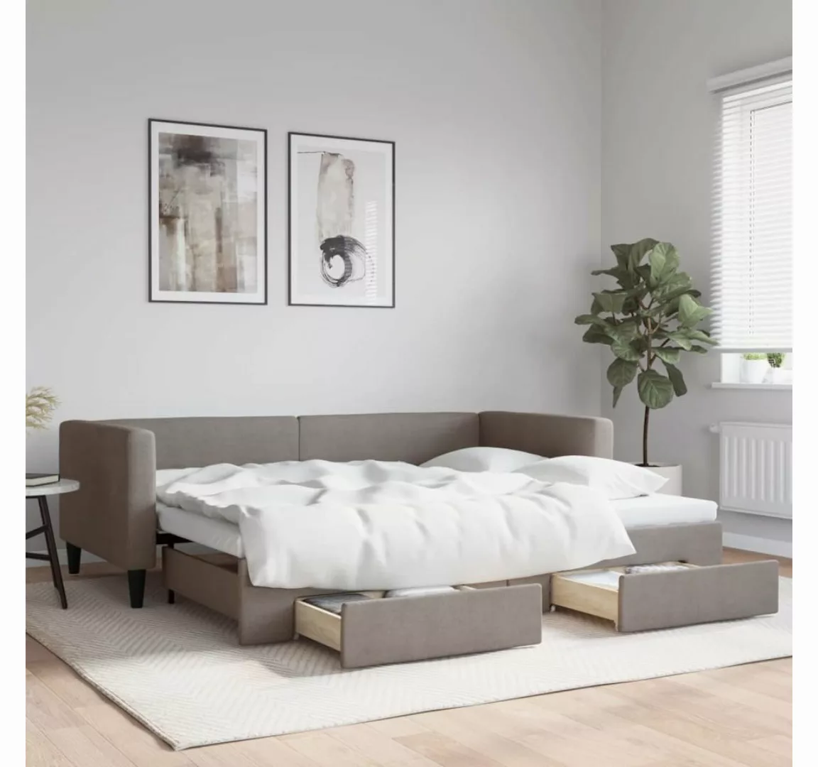 vidaXL Gästebett Gästebett Tagesbett Ausziehbar mit Schubladen Taupe 90x200 günstig online kaufen