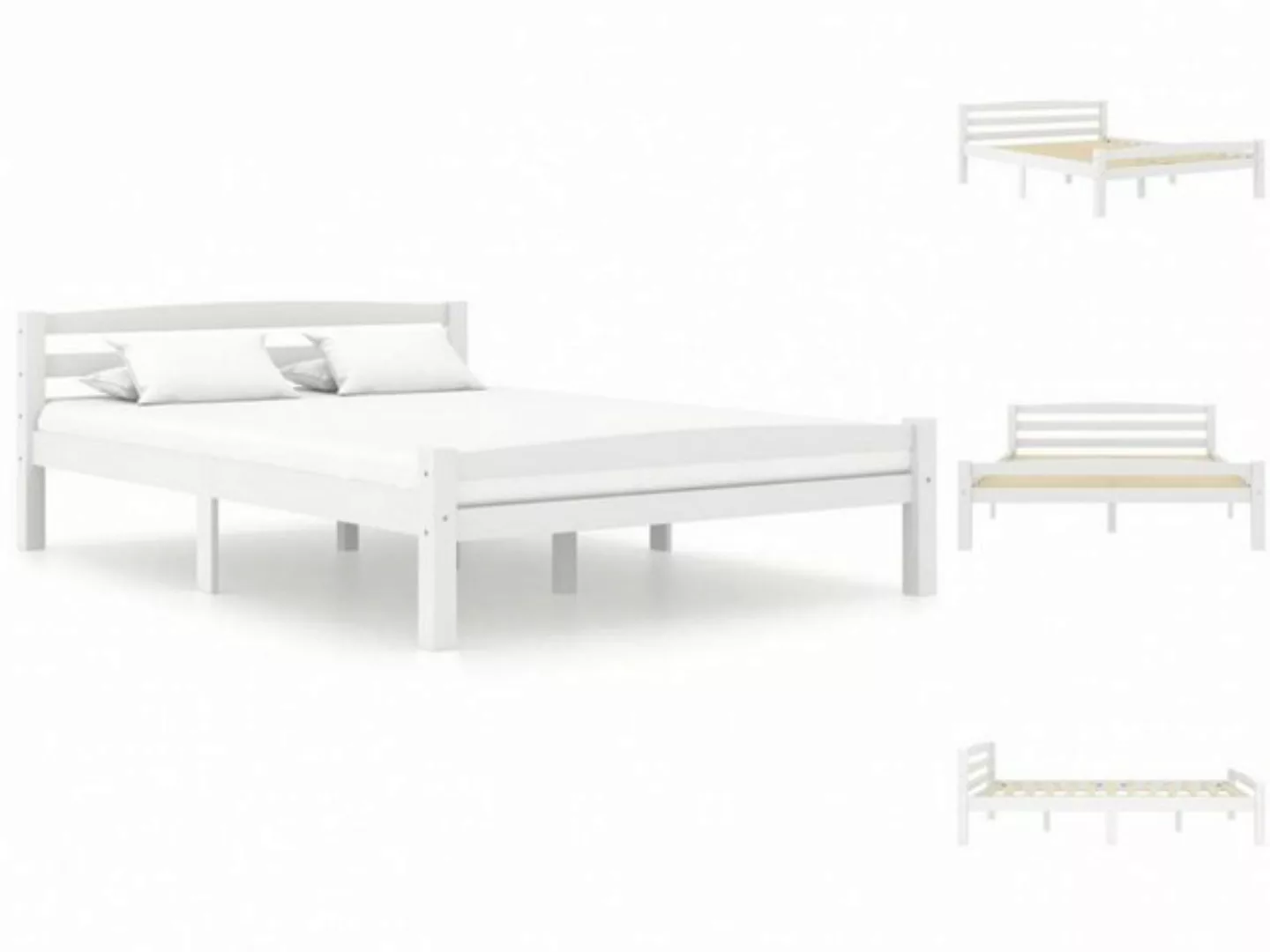 vidaXL Bettgestell Massivholzbett Weiß Kiefer 120x200 cm Bett Bettrahmen Be günstig online kaufen