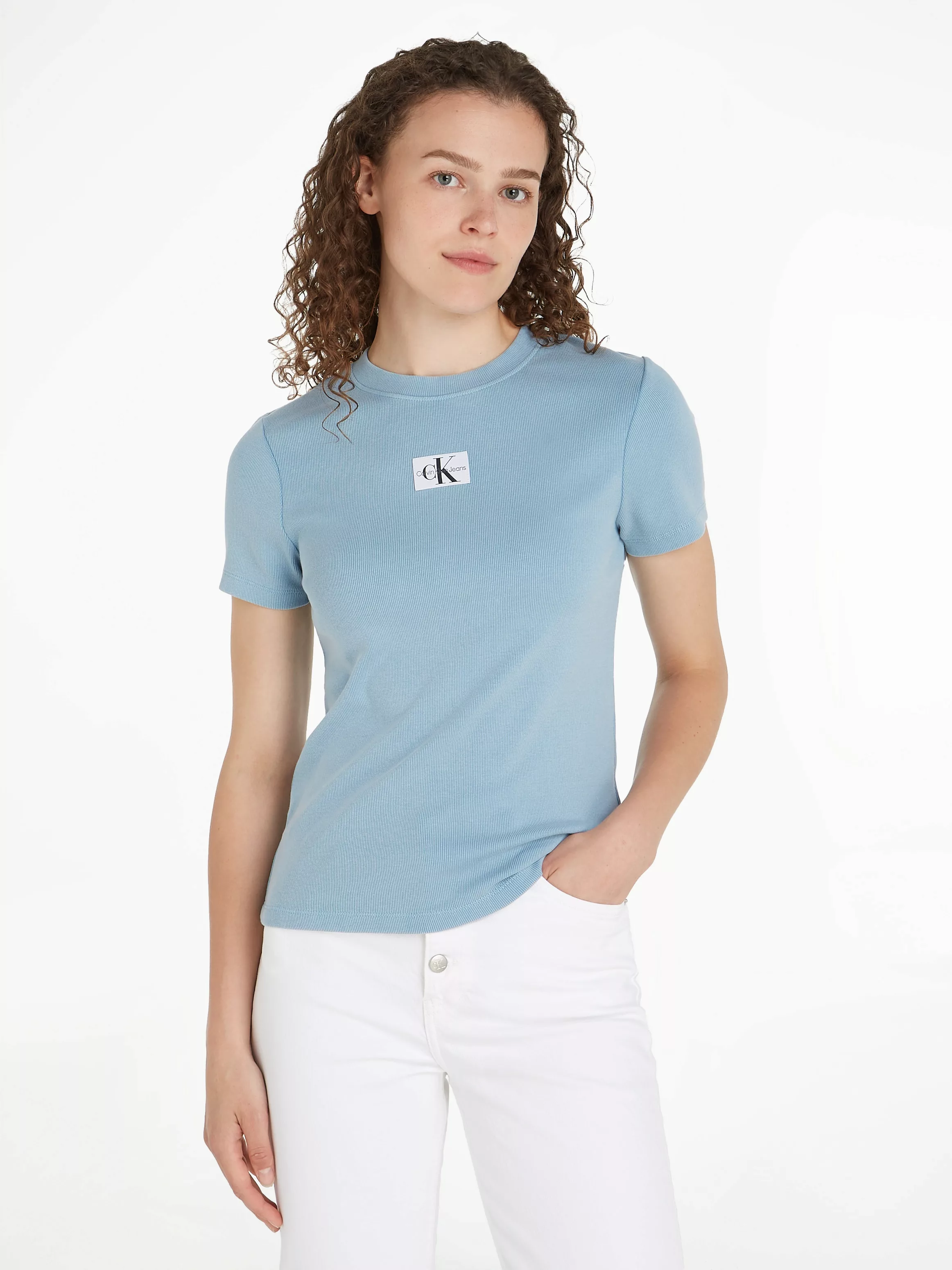 Calvin Klein Jeans T-Shirt "LABEL WASHED RIB SLIM TEE", mit Logopatch günstig online kaufen