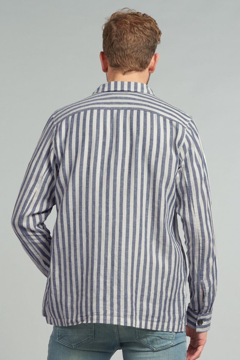 Dstrezzed Leinen Hemd Streifen Blau - Größe XL günstig online kaufen