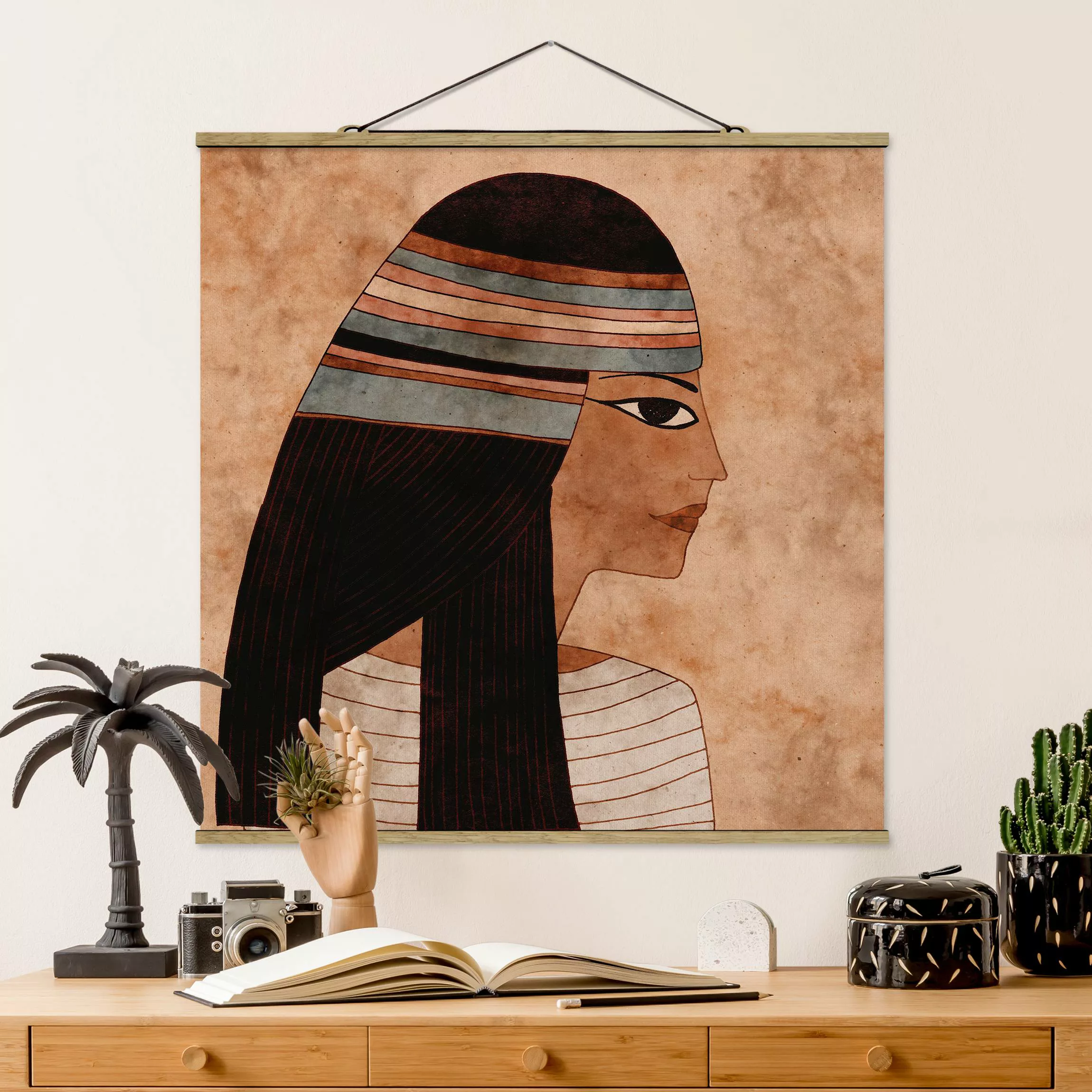 Stoffbild Portrait mit Posterleisten - Quadrat Cleopatra günstig online kaufen