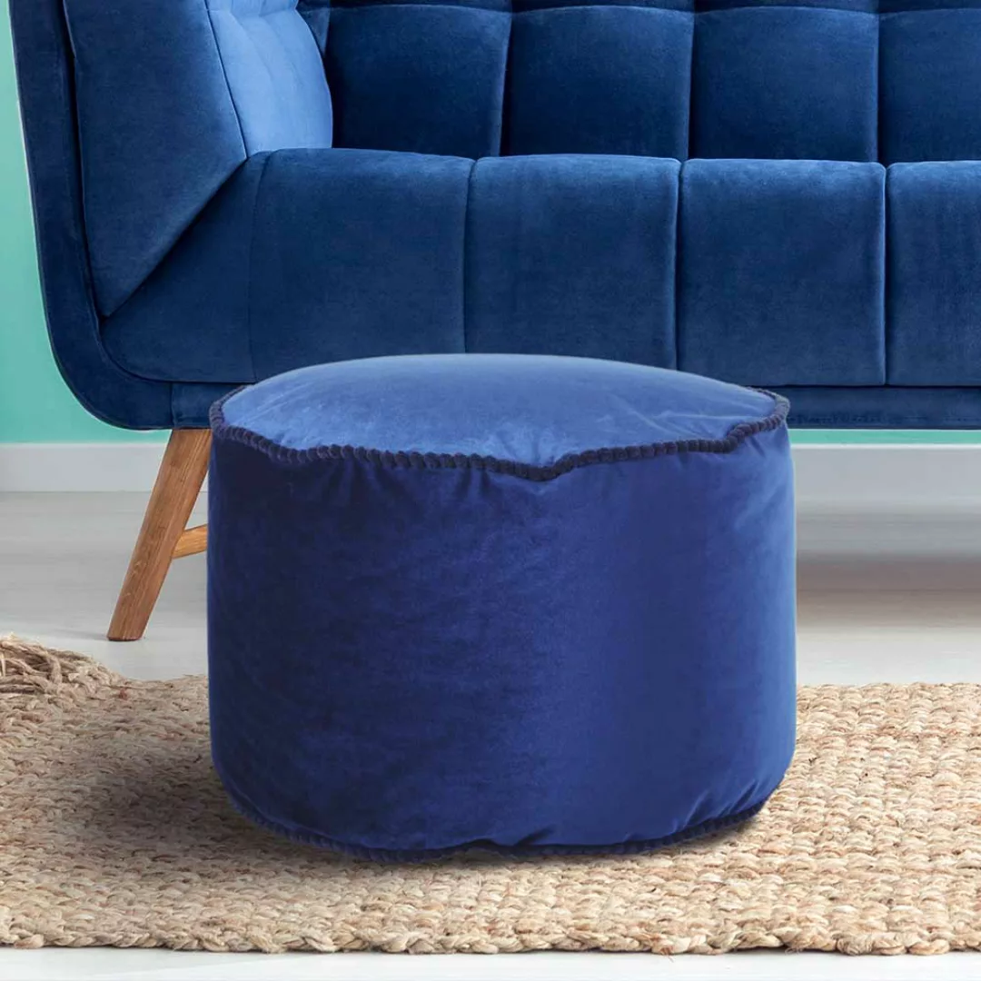 Samt Pouf in Blau Orientalischen Design günstig online kaufen