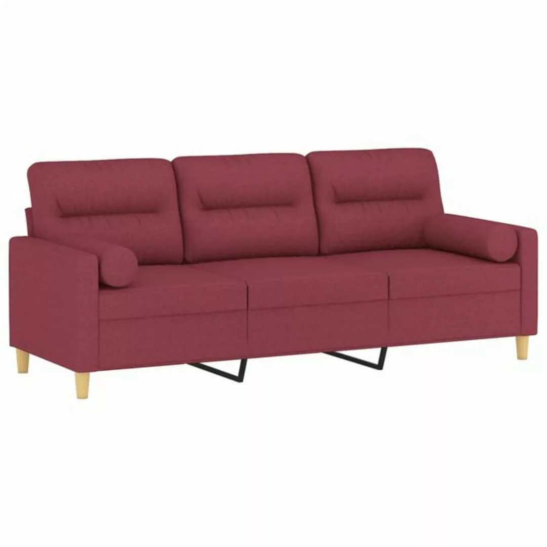 vidaXL Sofa 3-Sitzer-Sofa mit Zierkissen Weinrot 180 cm Stoff günstig online kaufen