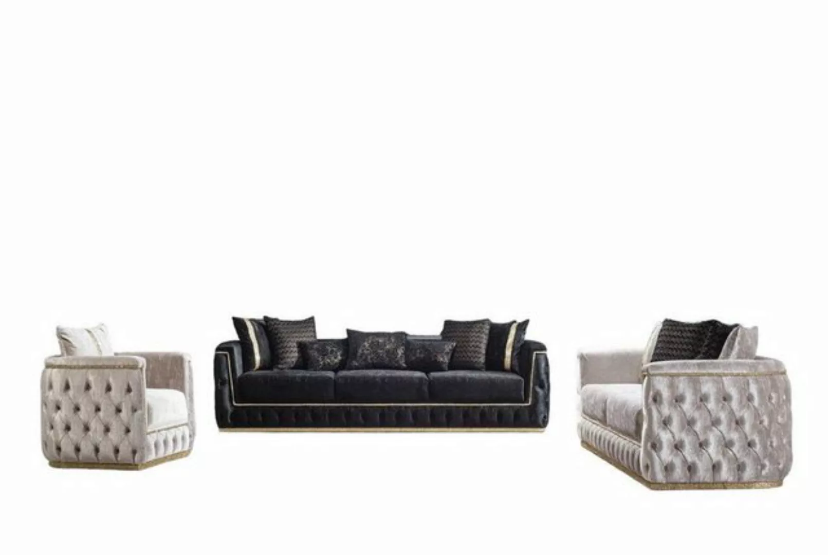 Xlmoebel Sofa Chesterfield Couch-Set bestehend aus Sessel und Dreisitzer 3+ günstig online kaufen