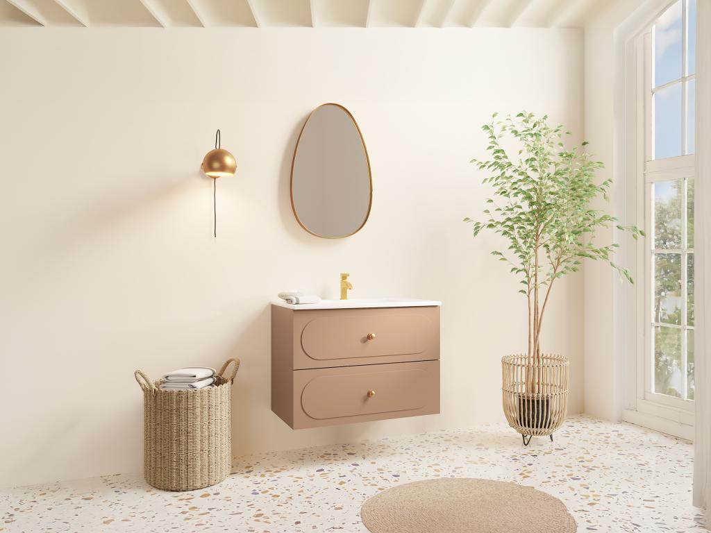 Badezimmermöbel hängend mit Einbauwaschbecken - Altrosa - 80 cm - SATOBAL günstig online kaufen