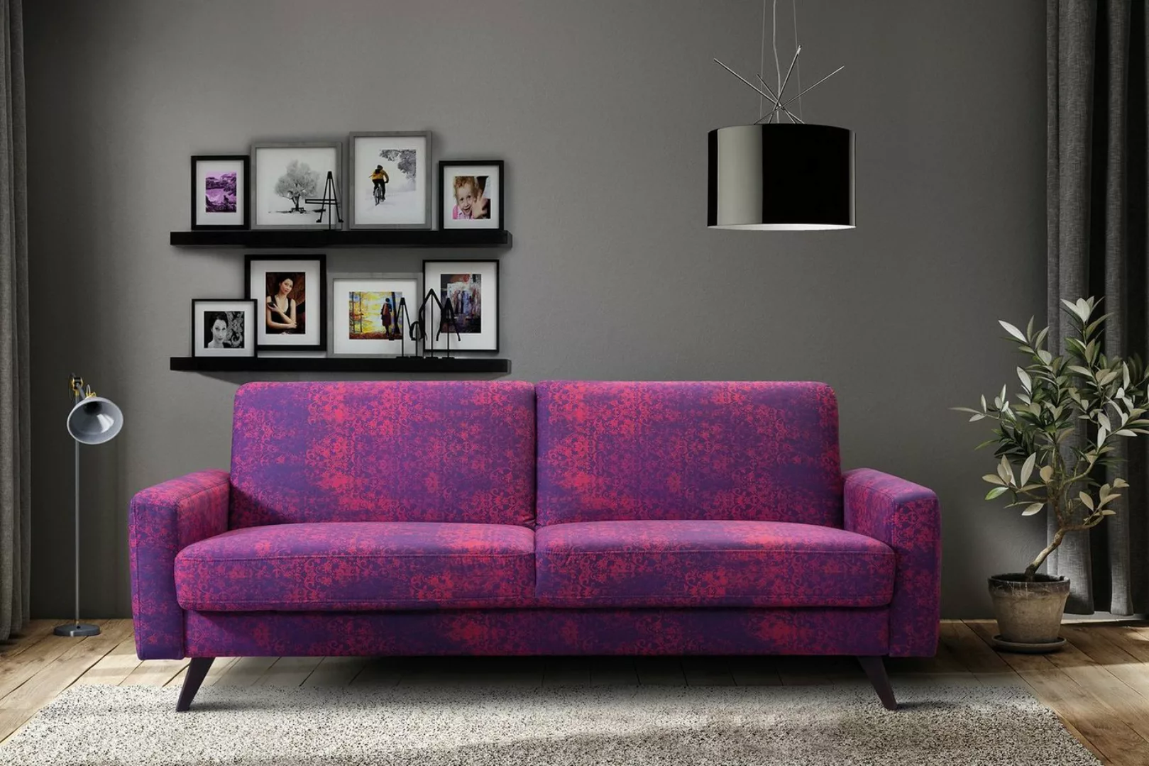 exxpo - sofa fashion 3-Sitzer, mit Schlaffunktion, Bettkasten und Holzfüße günstig online kaufen
