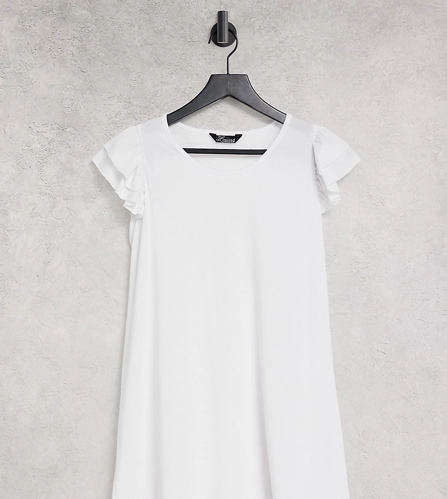 Yours – T-Shirt mit gerüschtem Schulterdetail in Weiß günstig online kaufen