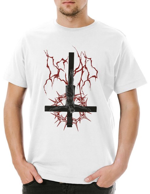 Urban Backwoods Print-Shirt Inverted Jesus Cross Herren T-Shirt Umgedrehtes günstig online kaufen