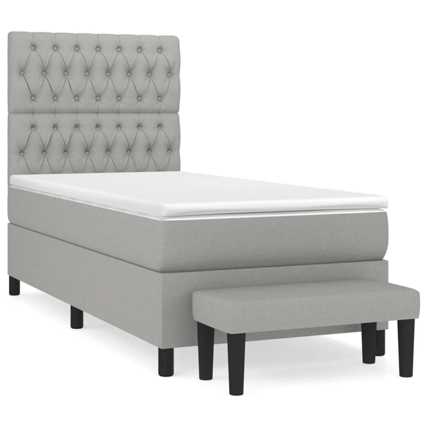 vidaXL Boxspringbett Boxspringbett mit Matratze Hellgrau 90x190 cm Stoff Be günstig online kaufen