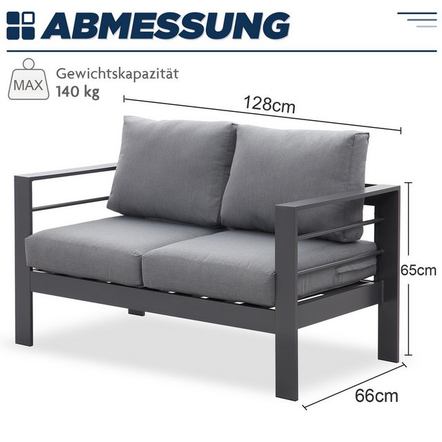 MeXo Loungesofa Gartenmöbel Set 2-Sitzer Gartensofa aus Aluminum, Gartenban günstig online kaufen