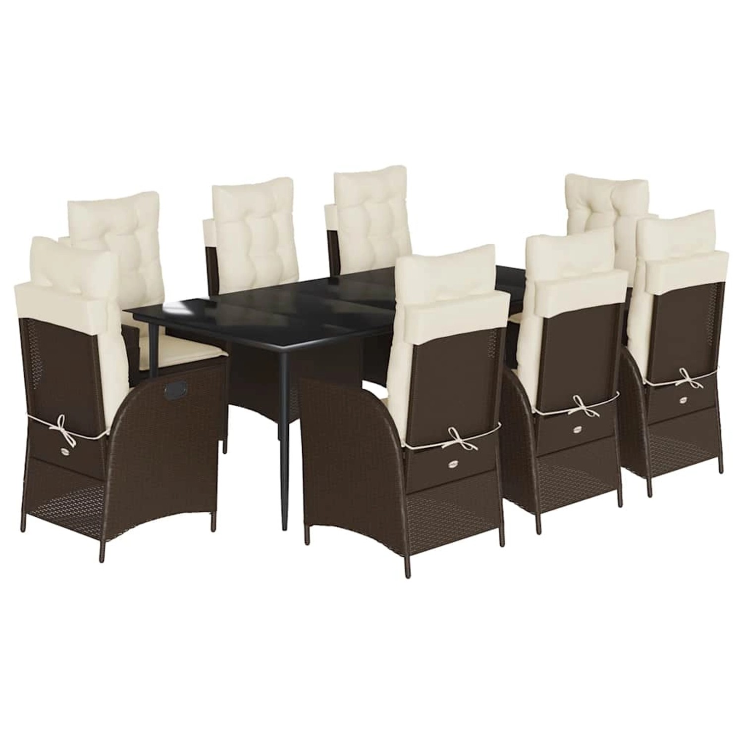 vidaXL 9-Tlg Garten-Essgruppe mit Kissen Braun Poly Rattan 3213203 günstig online kaufen