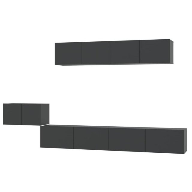 furnicato TV-Schrank 5-tlg. TV-Schrank-Set Schwarz Holzwerkstoff (5-St) günstig online kaufen